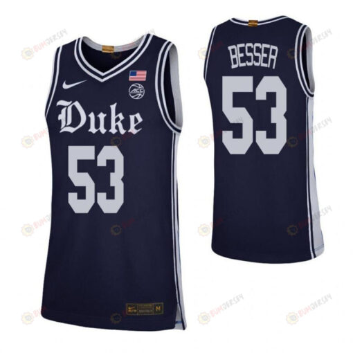 Brennan Besser 53 Elite Duke Blue Devils Basketball Jersey Navy