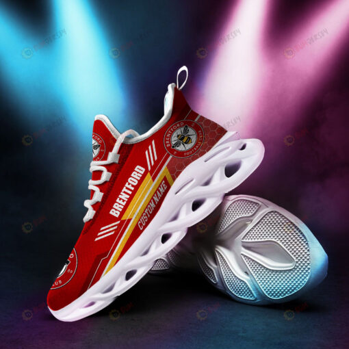 Brentford Logo Pattern Custom Name 3D Max Soul Sneaker Shoes In Red