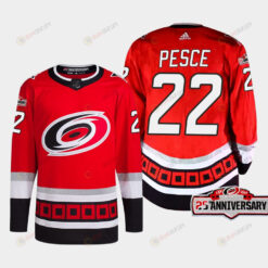 Brett Pesce 22 Carolina Hurricanes Red Jersey 2022-23 Third 25th Anniversary