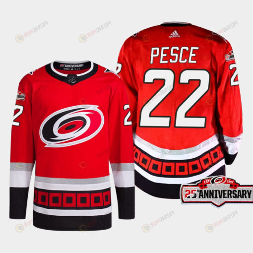 Brett Pesce 22 Carolina Hurricanes Red Jersey 2022-23 Third 25th Anniversary