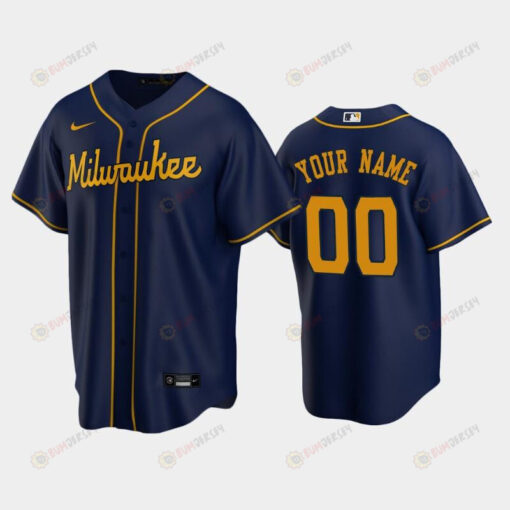 Brewers 00 Custom Alternate Navy Jersey Jersey