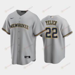 Brewers 22 Christian Yelich Road Gray Jersey Jersey