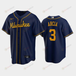 Brewers 3 Orlando Arcia Alternate Navy Jersey Jersey