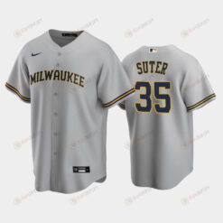 Brewers 35 Brent Suter Road Gray Jersey Jersey