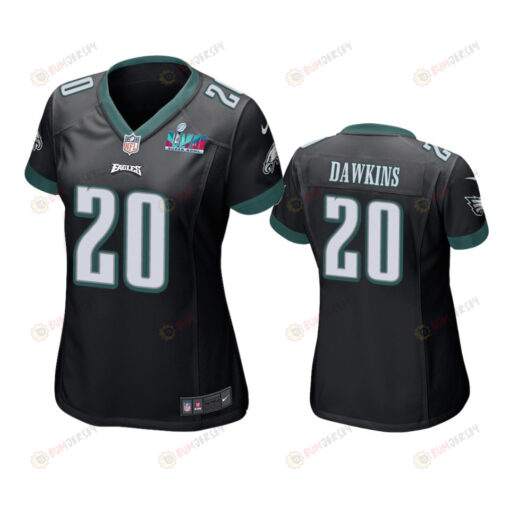 Brian Dawkins 20 Philadelphia Eagles Super Bowl LVII Black Game Jersey - Women