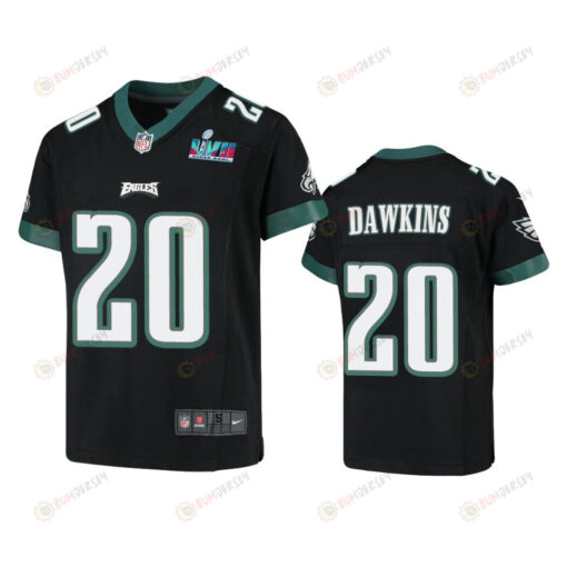 Brian Dawkins 20 Philadelphia Eagles Youth Super Bowl LVII Game Jersey - Black