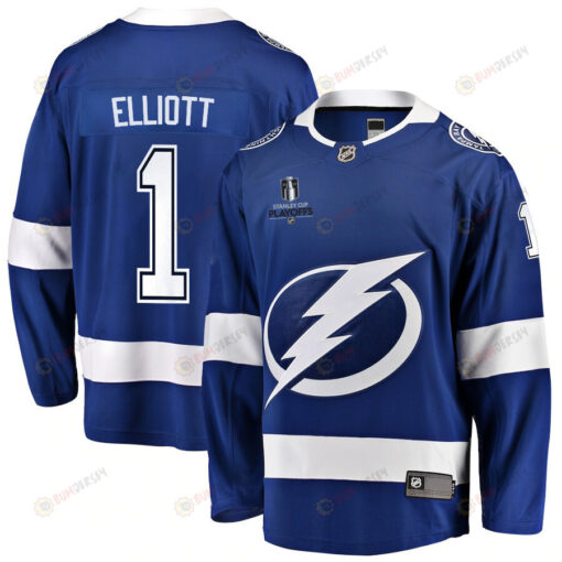 Brian Elliott 1 Tampa Bay Lightning Stanley Cup 2023 Playoffs Patch Home Breakaway Men Jersey - Blue