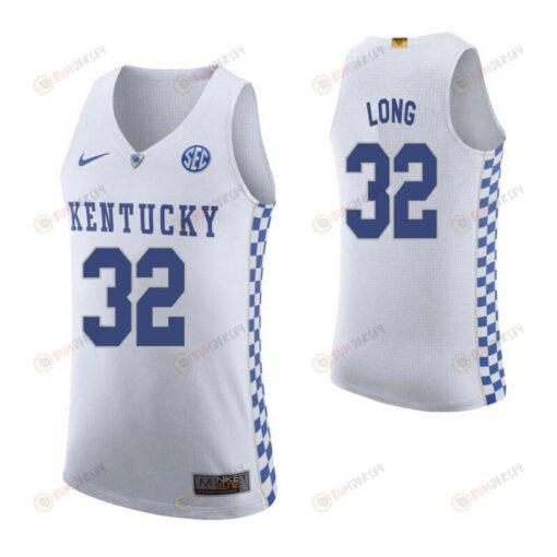 Brian Long 32 Kentucky Wildcats Elite Basketball Road Men Jersey - White