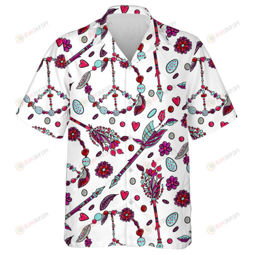 Bright Colorful Hippie Psychedelic Pattern With Plant Elements Hawaiian Shirt