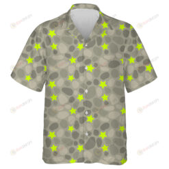 Bright Green Stars On Gray Camo Background Hawaiian Shirt