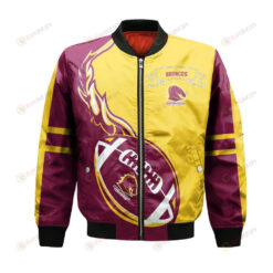 Brisbane Broncos Bomber Jacket 3D Printed Flame Ball Pattern