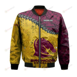 Brisbane Broncos Bomber Jacket 3D Printed Grunge Polynesian Tattoo