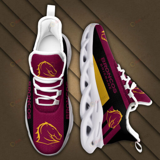 Brisbane Broncos Logo Black Stripe Pattern 3D Max Soul Sneaker Shoes In Red