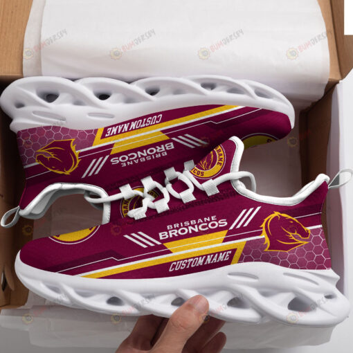 Brisbane Broncos Logo Custom Name Pattern 3D Max Soul Sneaker Shoes