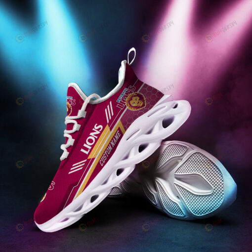 Brisbane Lions Logo Beehive Pattern Custom Name 3D Max Soul Sneaker Shoes