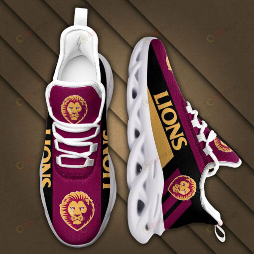 Brisbane Lions Logo Black Stripe Pattern 3D Max Soul Sneaker Shoes In Maroon