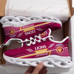 Brisbane Lions Logo Custom Name Pattern 3D Max Soul Sneaker Shoes In Red