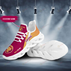 Brisbane Lions Logo Pattern Custom Name 3D Max Soul Sneaker Shoes In Red Yellow