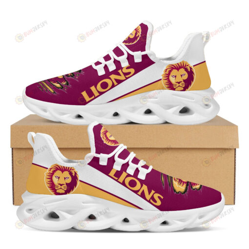 Brisbane Lions Logo Torn Pattern 3D Max Soul Sneaker Shoes In Red