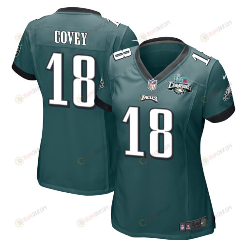 Britain Covey 18 Philadelphia Eagles Super Bowl LVII Champions 2 Stars WoMen's Jersey - Midnight Green