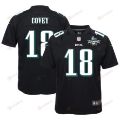 Britain Covey 18 Philadelphia Eagles Super Bowl LVII Champions 2 Stars Youth Jersey - Black