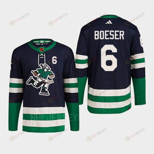 Brock Boeser 6 Reverse Retro 2.0 2022 Vancouver Canucks Navy Jersey Primegreen