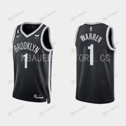 Brooklyn Nets 1 T.J. Warren 2022-23 Icon Edition Black Men Jersey