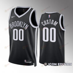 Brooklyn Nets Icon Edition Custom 00 Black Jersey 2022-23 Swingman