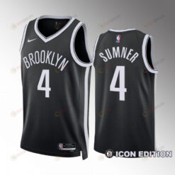 Brooklyn Nets Icon Edition Edmond Sumner 4 Black Jersey 2022-23 Swingman