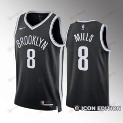 Brooklyn Nets Icon Edition Patty Mills 8 Black Jersey 2022-23 Swingman