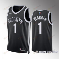 Brooklyn Nets Icon Edition T.J. Warren 1 Black Jersey 2022-23 Swingman