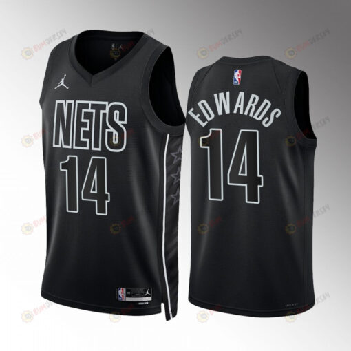 Brooklyn Nets Kessler Edwards 14 Statement Edition Black 2022-23 Men Jersey Swingman