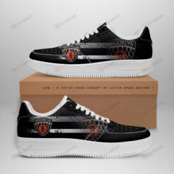 Brooklyn Nets Logo Stripe Pattern Air Force 1 Printed In Black