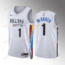 Brooklyn Nets T.J. Warren 1 2022-23 City Edition White Jersey Swingman