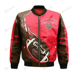 Brown Bears Bomber Jacket 3D Printed Flame Ball Pattern