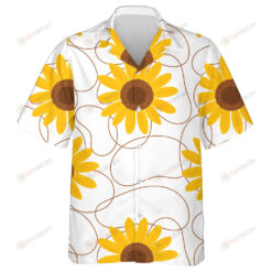 Brown Lines With Sunflower On White Background Hawaiian Shirt