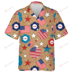 Brown Theme With Flag Ornaments And Flowers Hawaiian Shirt