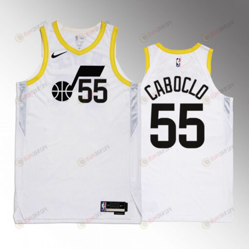 Bruno Caboclo 55 2022-23 Utah Jazz White Association Edition Jersey Remix