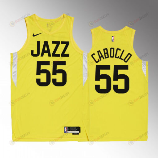 Bruno Caboclo 55 2022-23 Utah Jazz Yellow Icon Edition Jersey Remix