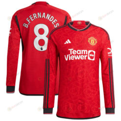 Bruno Fernandes 8 Manchester United 2023-24 Home Men Jersey - Long Sleeve