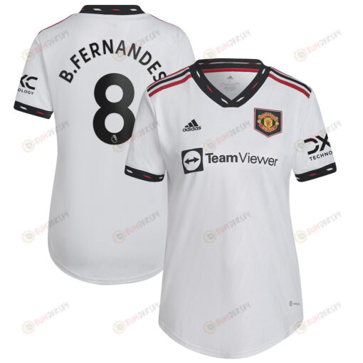 Bruno Fernandes 8 Manchester United Women 2022/23 Away Jersey - White