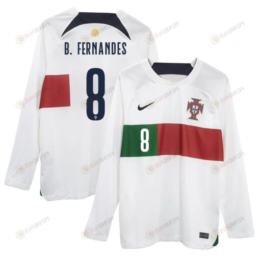 Bruno Fernandes 8 Portugal 2022-23 Away Men Long Sleeve Jersey National Team World Cup Qatar