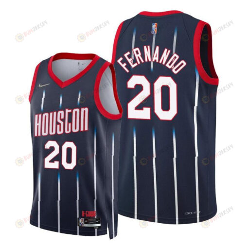 Bruno Fernando Rockets 2022 City Edition Navy 20 Jersey 75th Diamond Badge - Men Jersey