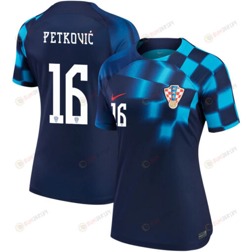 Bruno Petkovi? 16 Croatia National Team 2022-23 Qatar World Cup - Away Women Jersey