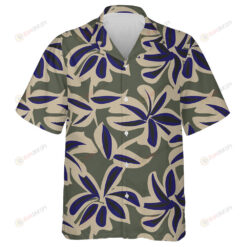 Brush Strokes Dark Blue And Green Floral Camo Pattern Hawaiian Shirt