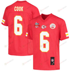 Bryan Cook 6 Kansas City Chiefs Super Bowl LVII Champions 3 Stars Youth Jersey - Red