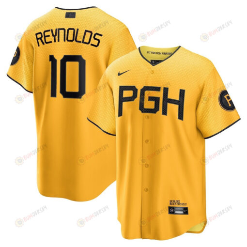 Bryan Reynolds 10 Pittsburgh Pirates 2023 City Connect Men Jersey - Gold