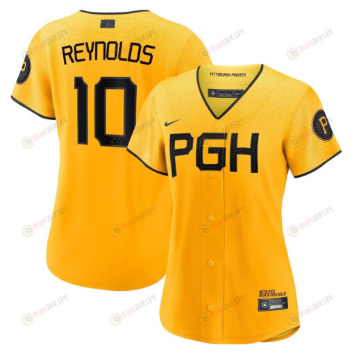 Bryan Reynolds 10 Pittsburgh Pirates 2023 City Connect Women Jersey - Gold