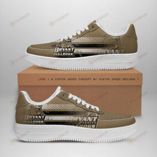 Bryant Bulldogs Logo Stripe Pattern Air Force 1 Printed In Old Gold