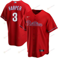 Bryce Harper 3 Philadelphia Phillies Alternate Player Men Jersey - Red Jersey